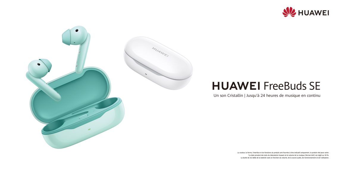 Les FreeBuds SE de HUAWEI sont disponibles en Tunisie HUAWEI FreeBuds SE offre une qualité de son cristalline, une lecture audio de 24 heures et plus.
